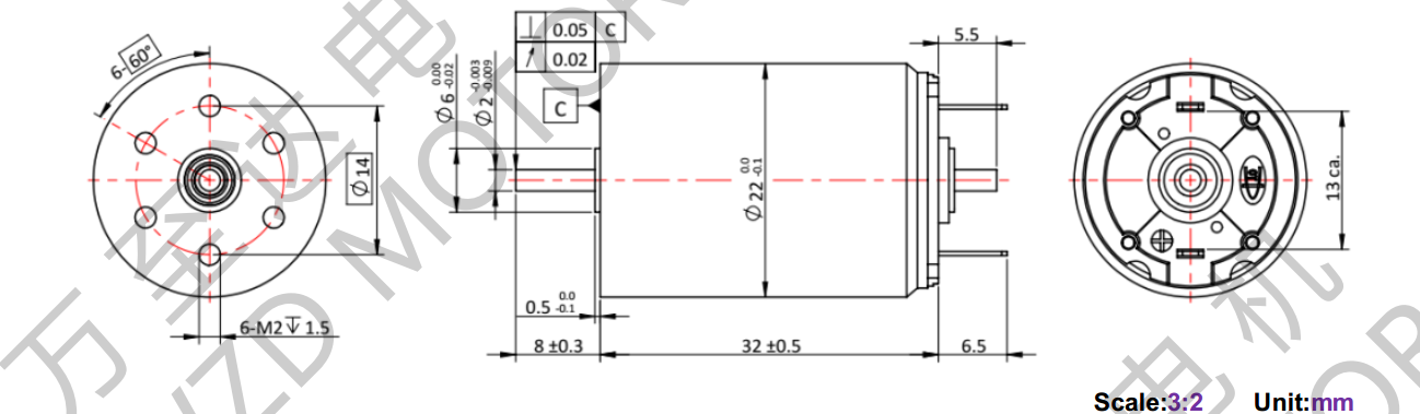 OT-CM2232石(shi)墨刷(shua)空心(xin)杯电(dian)机-万(wan)至达(da)电机(ji)